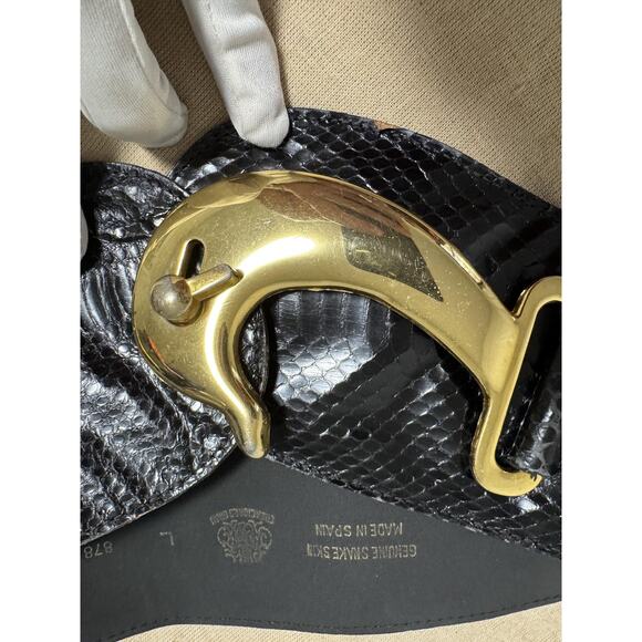 Creaciones Grau Belt Womens Large Black Genuine Snake Skin Dolphin Buckle Spain main image 8